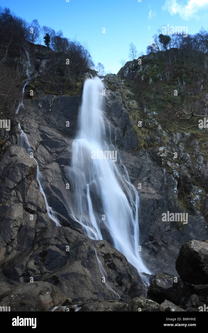 Aber Falls (Rhaeadr Fawr), Abergwyngregyn, il Galles del Nord Foto Stock