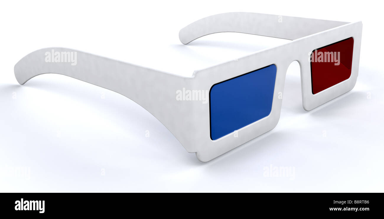 3D render di una coppia di film in 3d occhiali cinema Foto Stock
