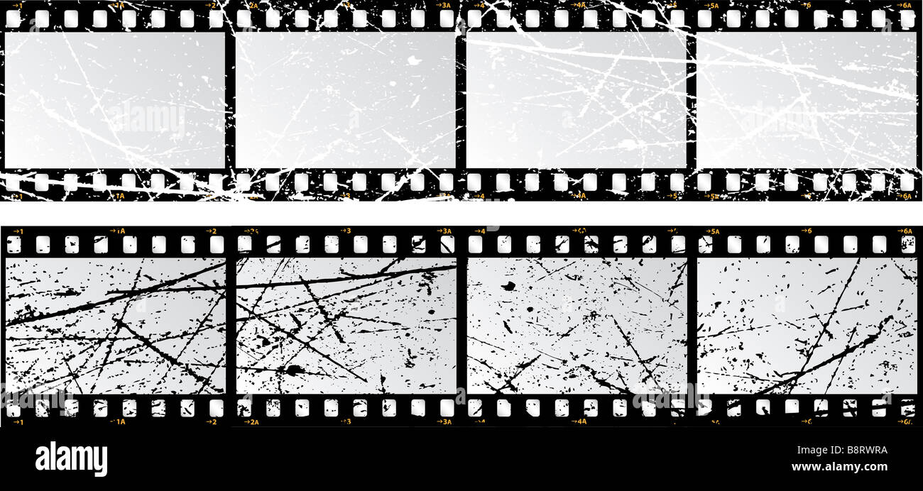 Le strisce di pellicola con una texture grunge Foto Stock