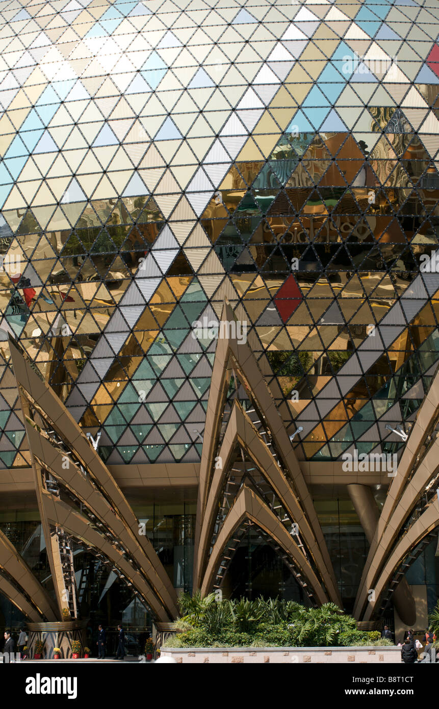 Dettaglio dell'architettura del Grand Lisboa Hotel e Casino, Macao Foto Stock