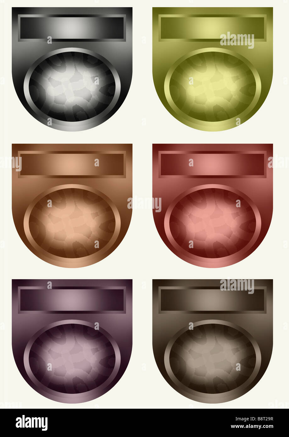 Gioielli metallico stile pulsanti Web Foto Stock