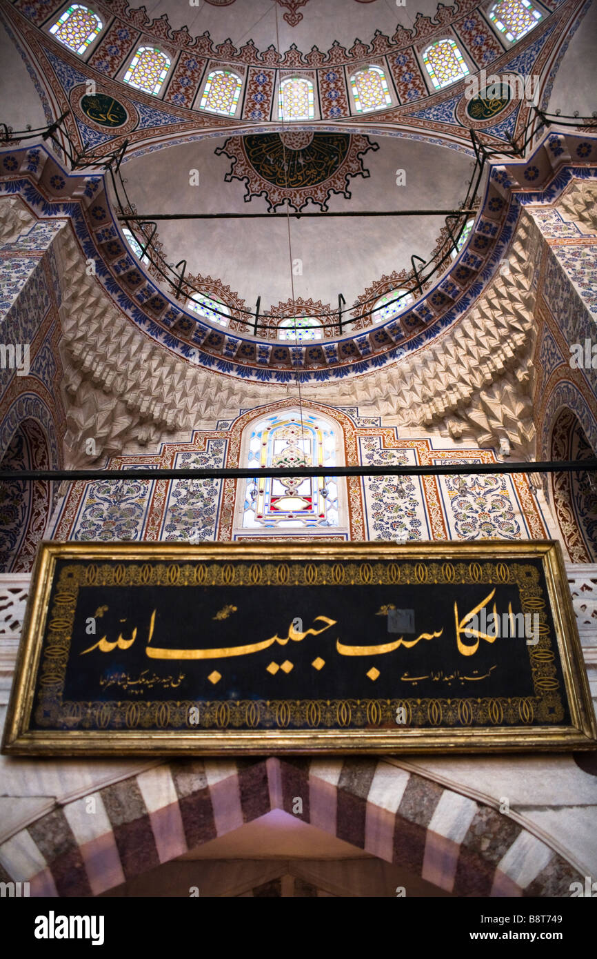 Interno del Sultano Ahmed la Moschea Blu ad Istanbul in Turchia Foto Stock