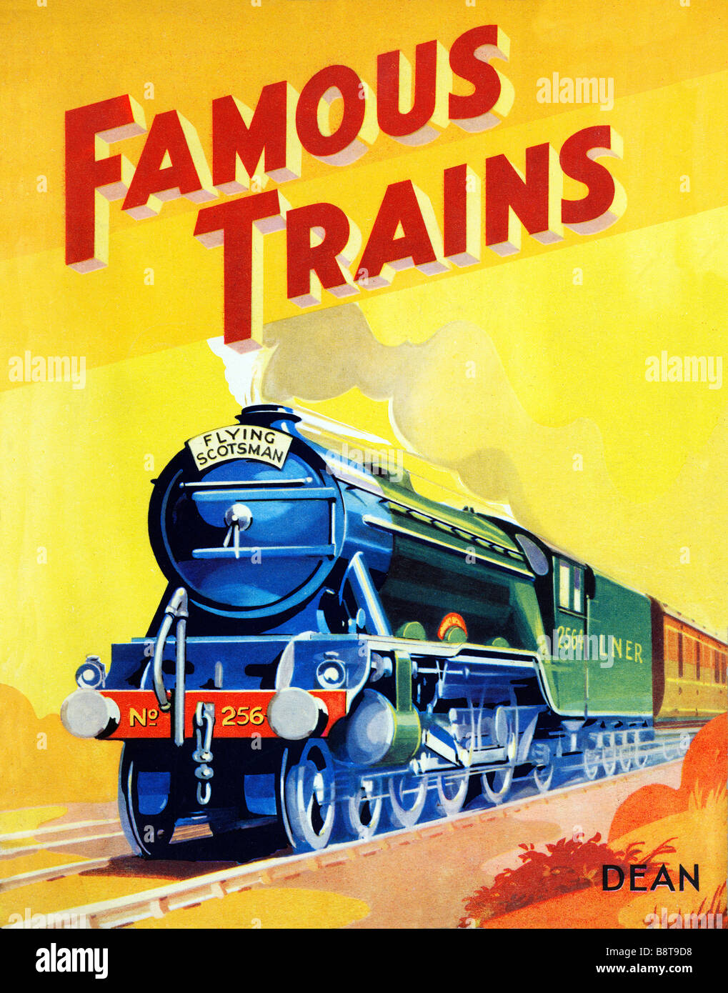 Treni famosi Flying Scotsman 1937 un coperchio di un illustrato libro per bambini con la famosa Londra a Glasgow express Foto Stock