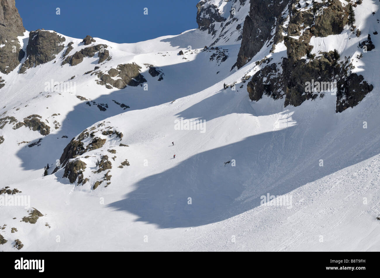 Sci alpinismo tourer Combe de Cougourde Mercantour Alpi Francia Foto Stock