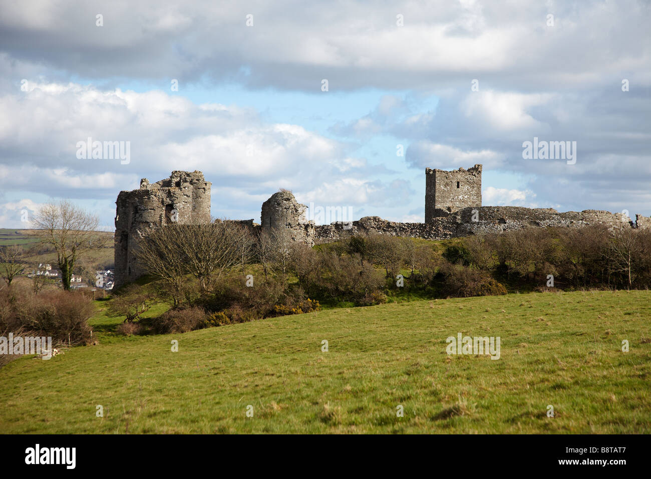 Il castello di Llansteffan, Llansteffan, Wales, Regno Unito Foto Stock