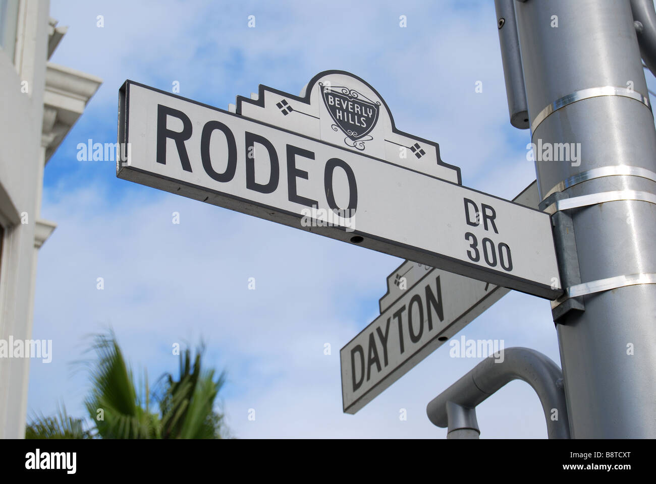 Segnaletica stradale, Rodeo Drive, Beverly Hills, Los Angeles, California, Stati Uniti d'America Foto Stock