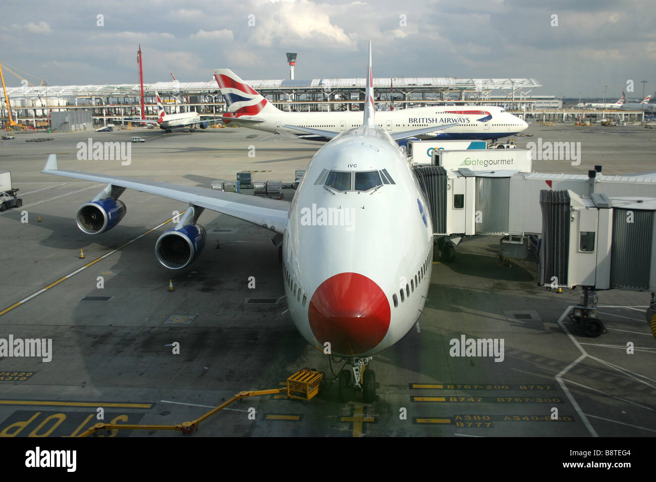 Naso rosso giorno BA BOEING 747 Foto Stock