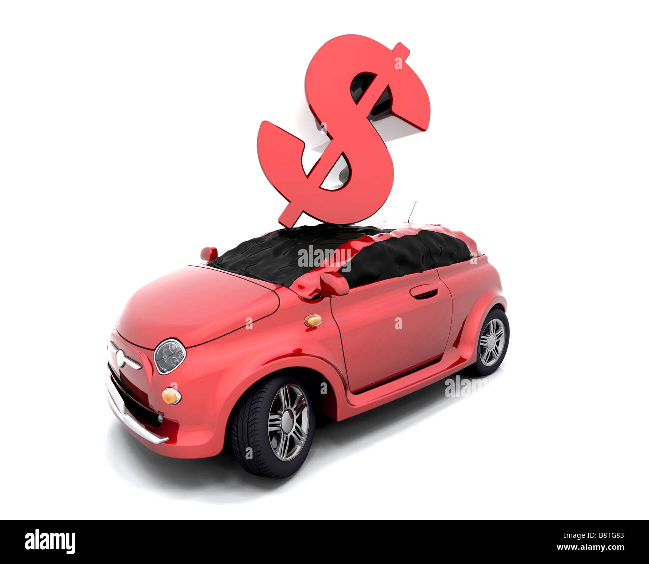 Il simbolo del dollaro di schiantarsi su una macchina Foto Stock