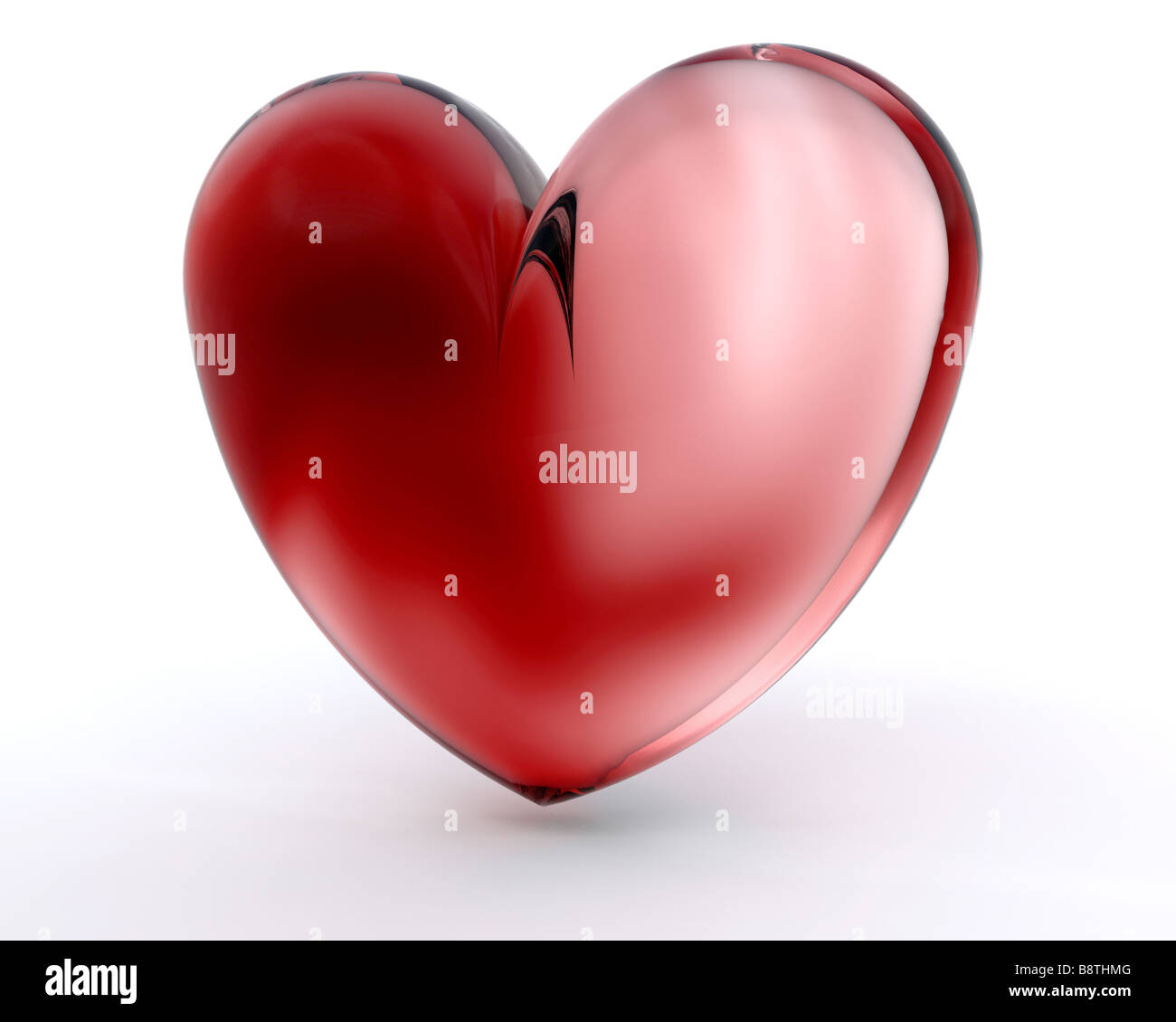 3D render di un cuore di vetro Foto Stock