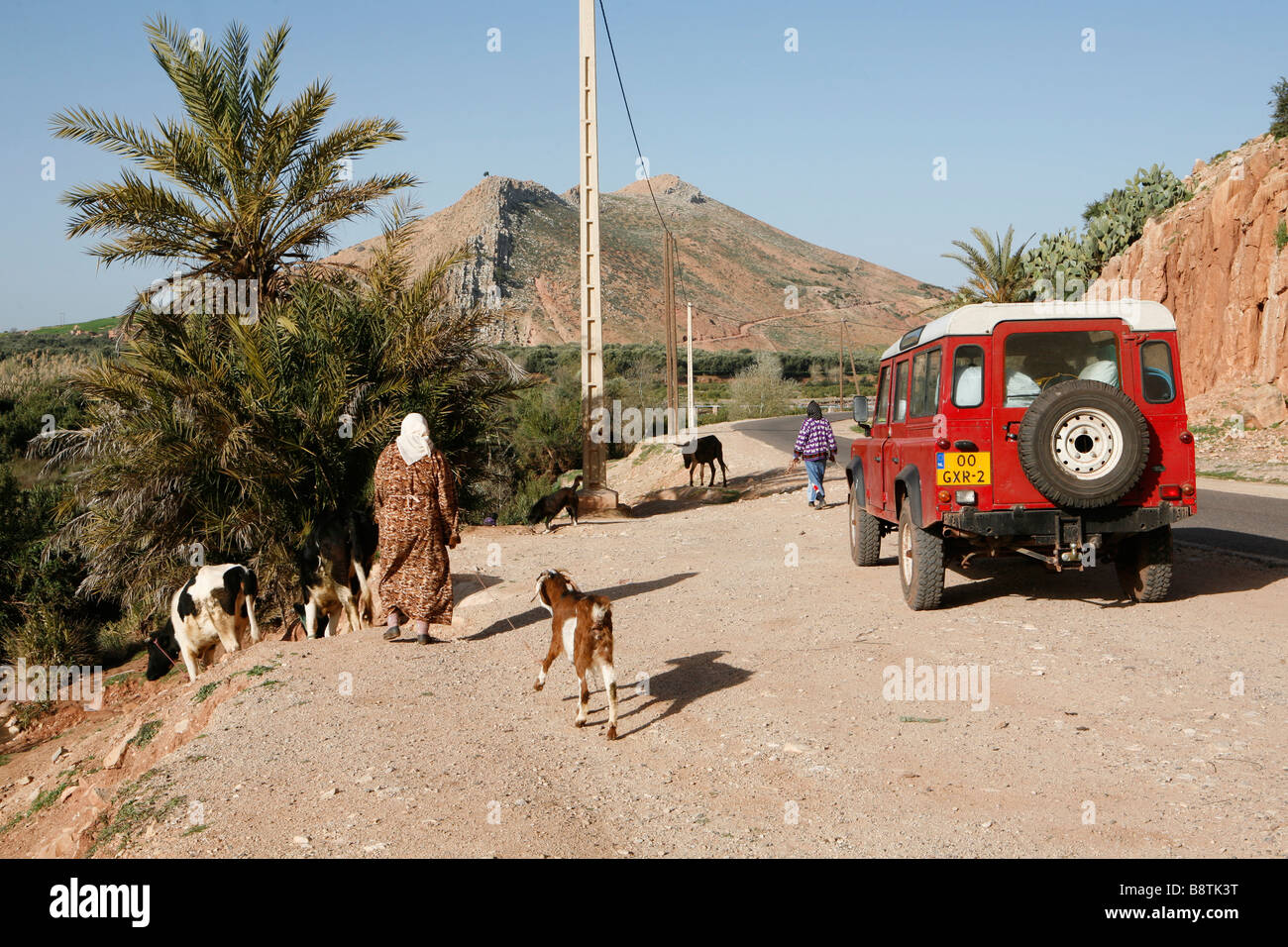 Con una 4x4 attraverso la Vallée de Zat (Alto Atlante, Marocco). Foto Stock