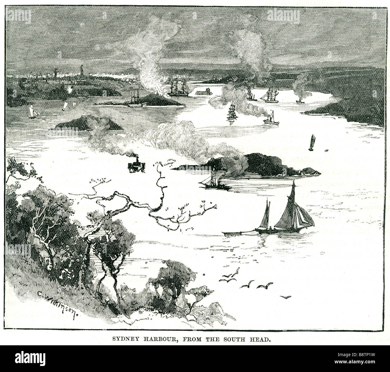 Sydney Harbour Port Jackson Australia 1890 insediamento europeo South Head Foto Stock