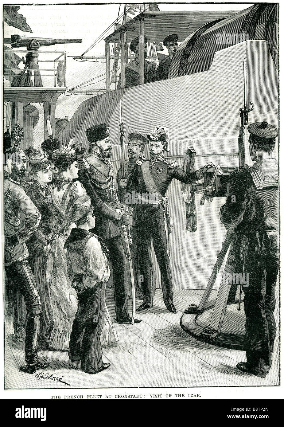 La flotta francese cronstadt visita lo zar 1891 Kronstadt Franco-Russian Alliance Foto Stock