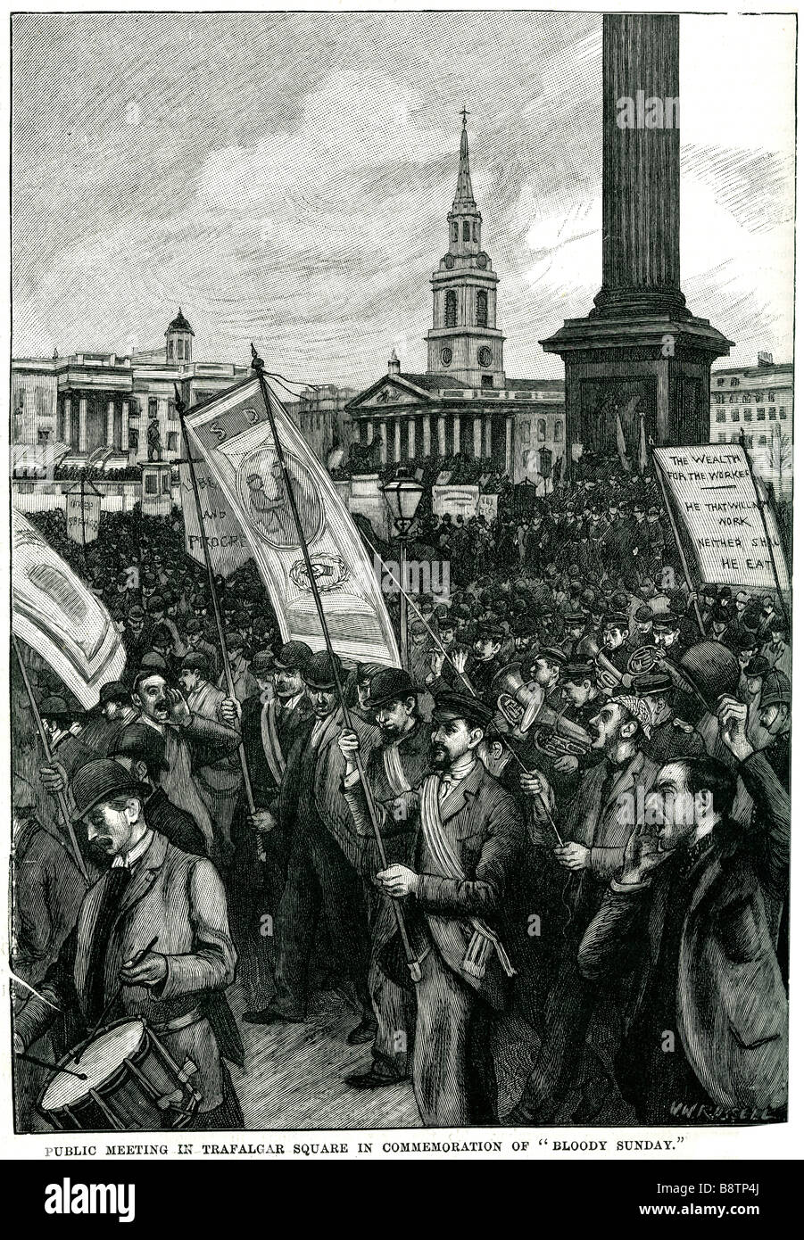 Riunione pubblica di Trafalgar Square commemorazione Bloody Sunday 1892 1887 William O'Brien Foto Stock
