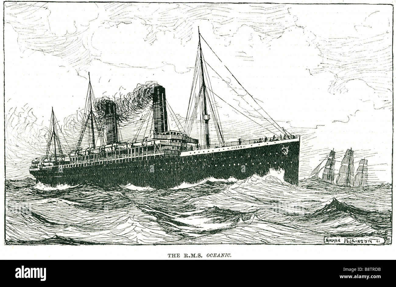 La R.M.S. Oceanic RMS Oceanic era un transatlantico di ocean liner, costruita per il White Star Line. Ha navigato sul suo viaggio inaugurale ho Foto Stock