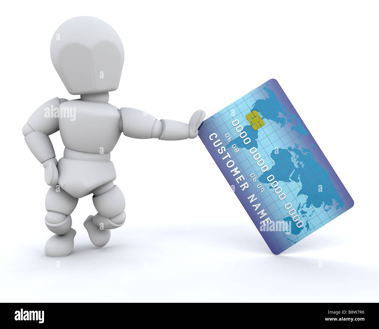3D render di una persona con una carta di credito Foto Stock