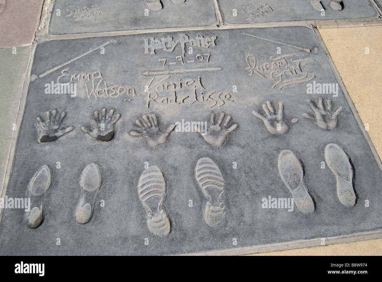 Harry Potter star stampe, TCL Chinese Theatre, Hollywood Boulevard, Hollywood, Los Angeles, California, Stati Uniti d'America Foto Stock