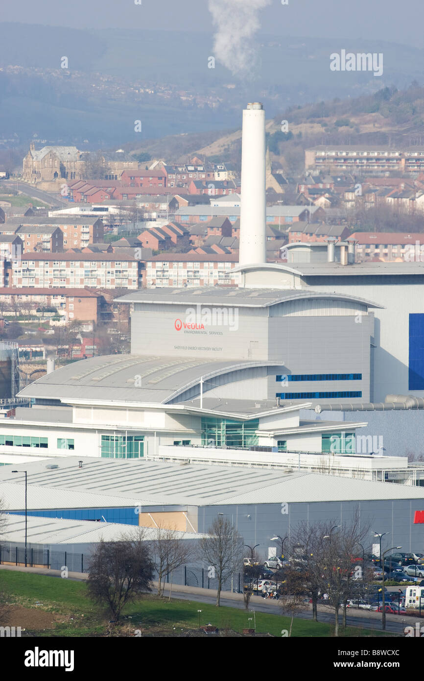 Sheffield inceneritore di rifiuti che tratta Sheffield di rifiuti domestici e fornisce calore per il distretto locale schema di riscaldamento Foto Stock
