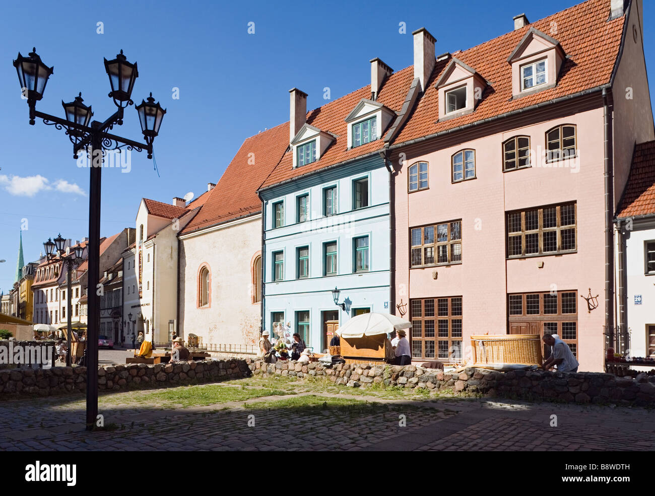 Riga, Lettonia, l'Europa. Case sul Skarnu Street nella città vecchia Foto Stock