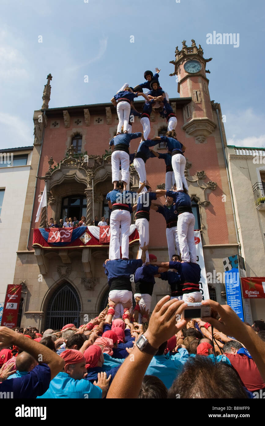 Castelli umani castellers in Granollers Foto Stock