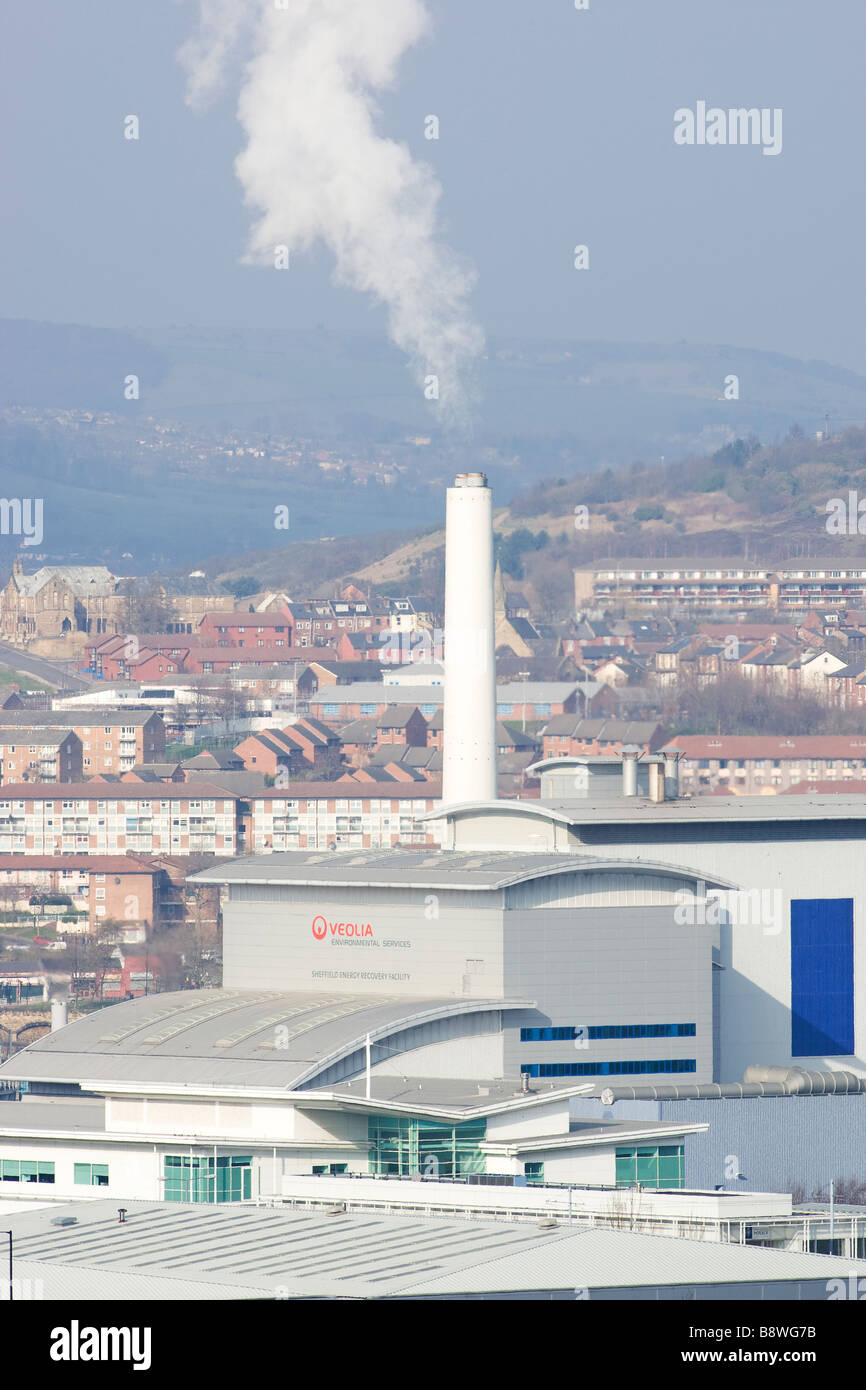 Sheffield inceneritore di rifiuti che tratta Sheffield di rifiuti domestici e fornisce calore per il distretto locale schema di riscaldamento Foto Stock