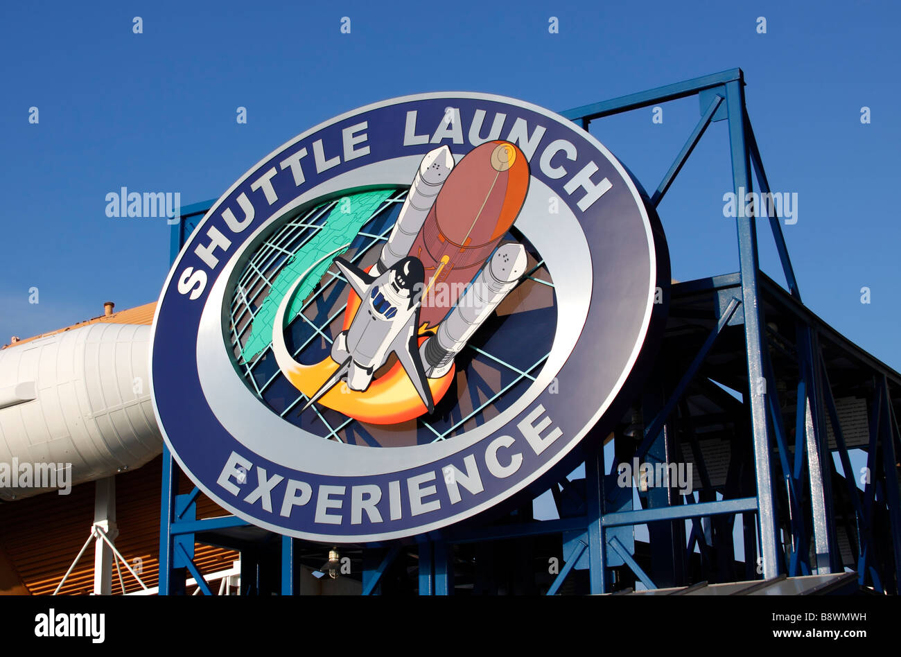 La navetta esperienza di lancio, una navetta spaziale sollevare il simulatore di guida, dal Kennedy Space Center di Cape Canaveral, in Florida, Stati Uniti d'America Foto Stock