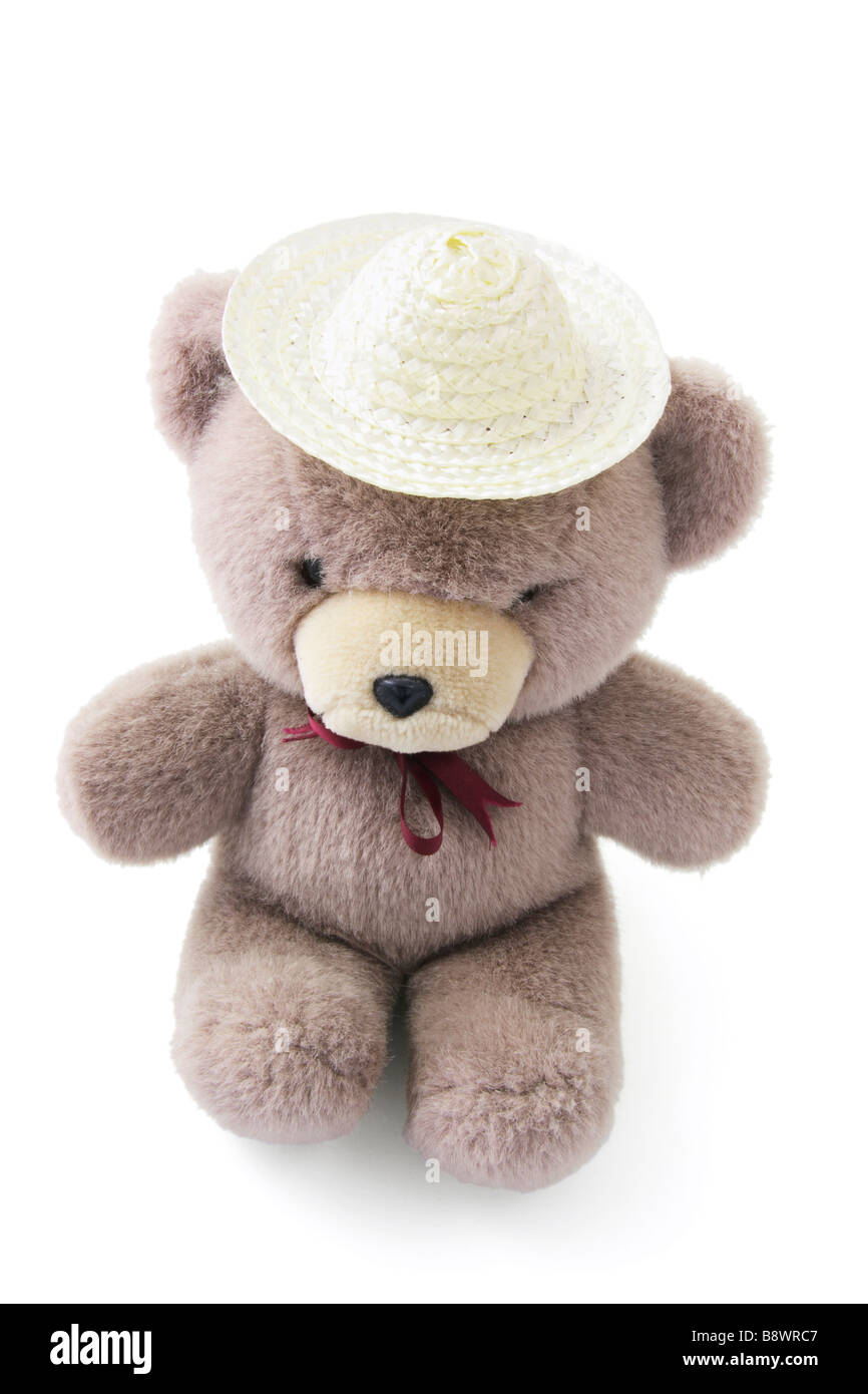 Orsacchiotto di peluche con cappello di paglia Foto stock - Alamy