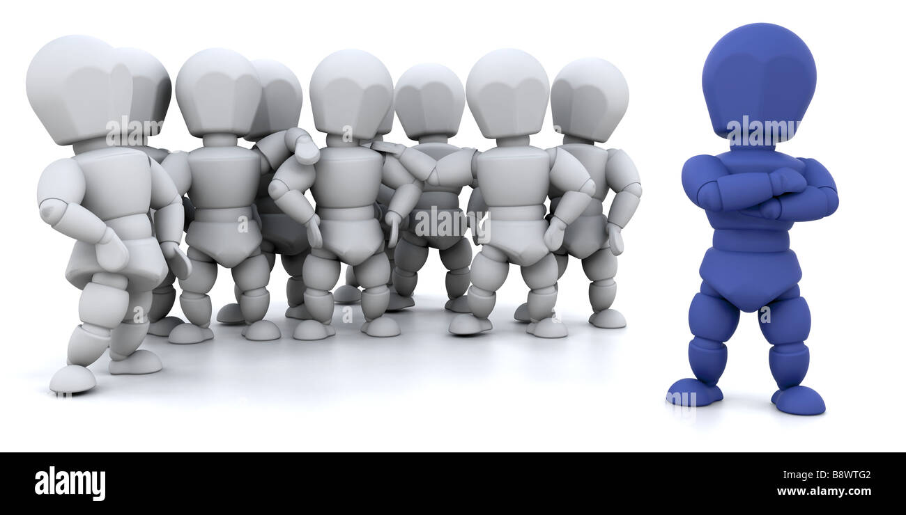 3D render che mostra un gruppo di persone con un team leader Foto Stock