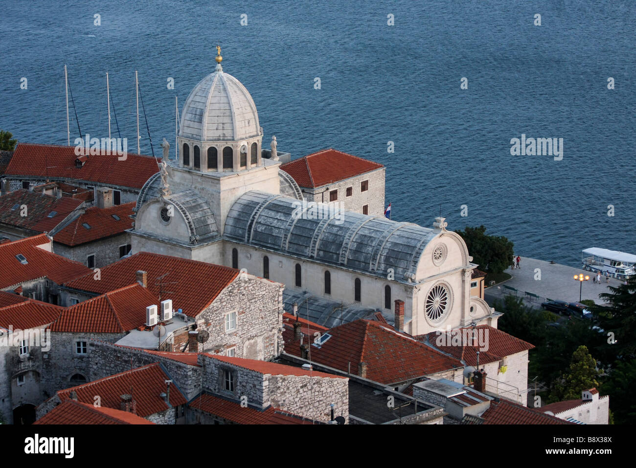Vista aerea del St James Cathedral in Sibenik Croazia Foto Stock