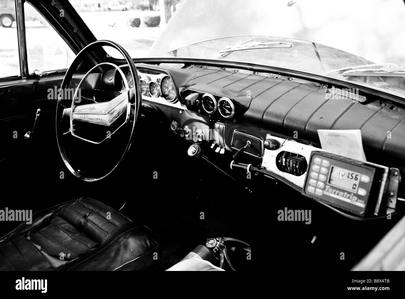 L'interno di un classico della Volvo rally car. Foto Stock