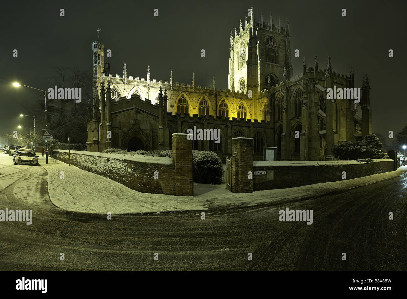 Chiesa di Santa Maria, North Bar interno, tappezzate in snow Beverley, East Riding of Yorkshire, Regno Unito Foto Stock