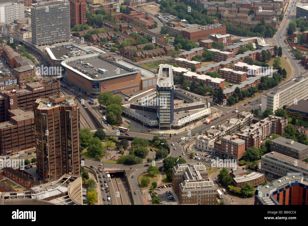 Vista aerea del Fiveways Shopping Centre Birmingham Regno Unito Foto Stock