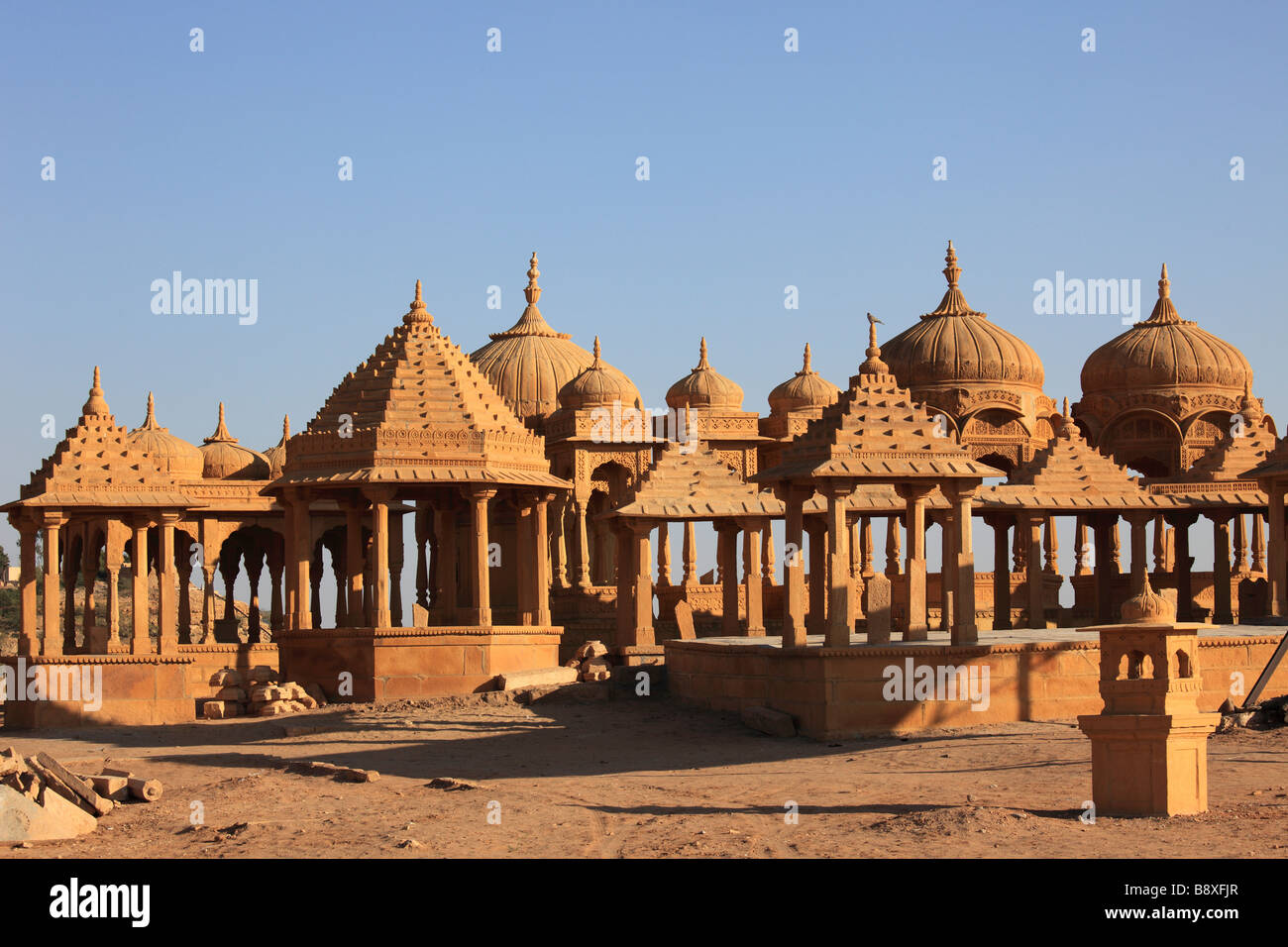 India Rajasthan Jaisalmer tramonto punto cenotaphs Foto Stock