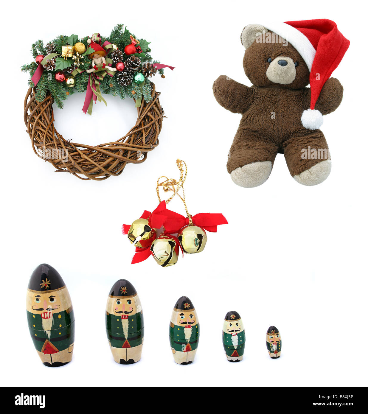 Raccolta di tradizionale design Natale elementi isolati su bianco grande valore Foto Stock