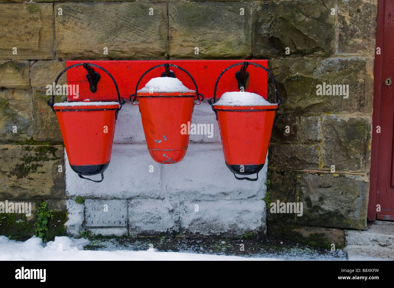 Una scena invernale a Goathland stazione ferroviaria, North Yorkshire Foto Stock