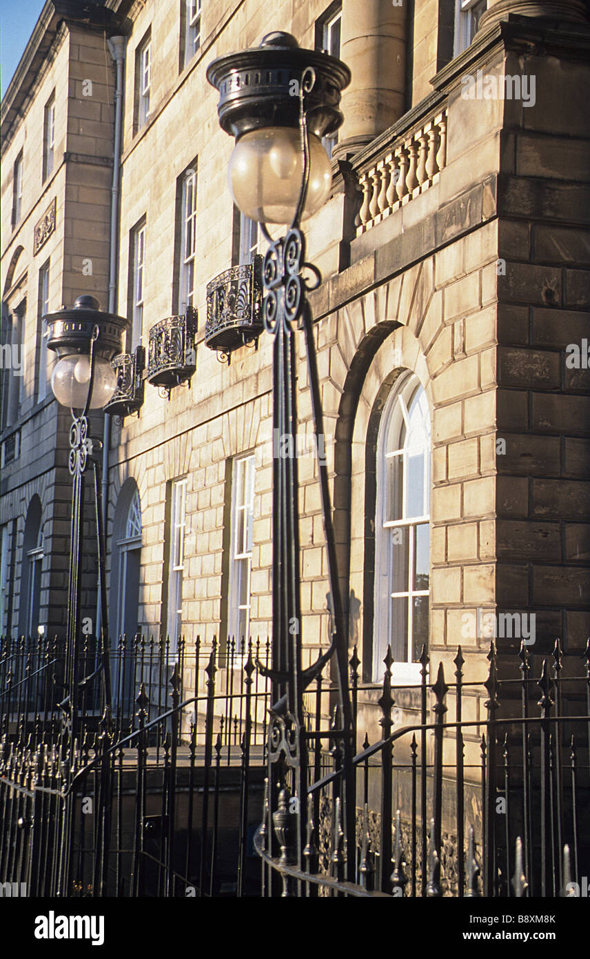 Edinburgh, dettaglio della casa e la lavorazione del ferro battuto in Charlotte Square, Robert Adam architetto. Foto Stock