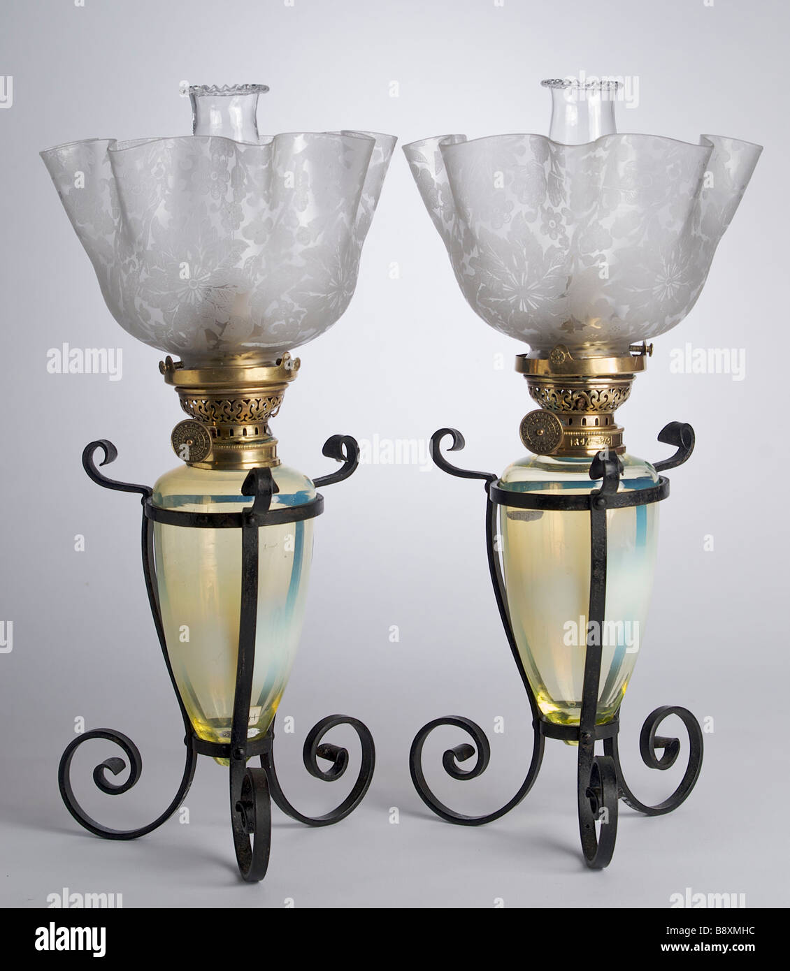 Kerosene lampade a olio coppia Foto Stock