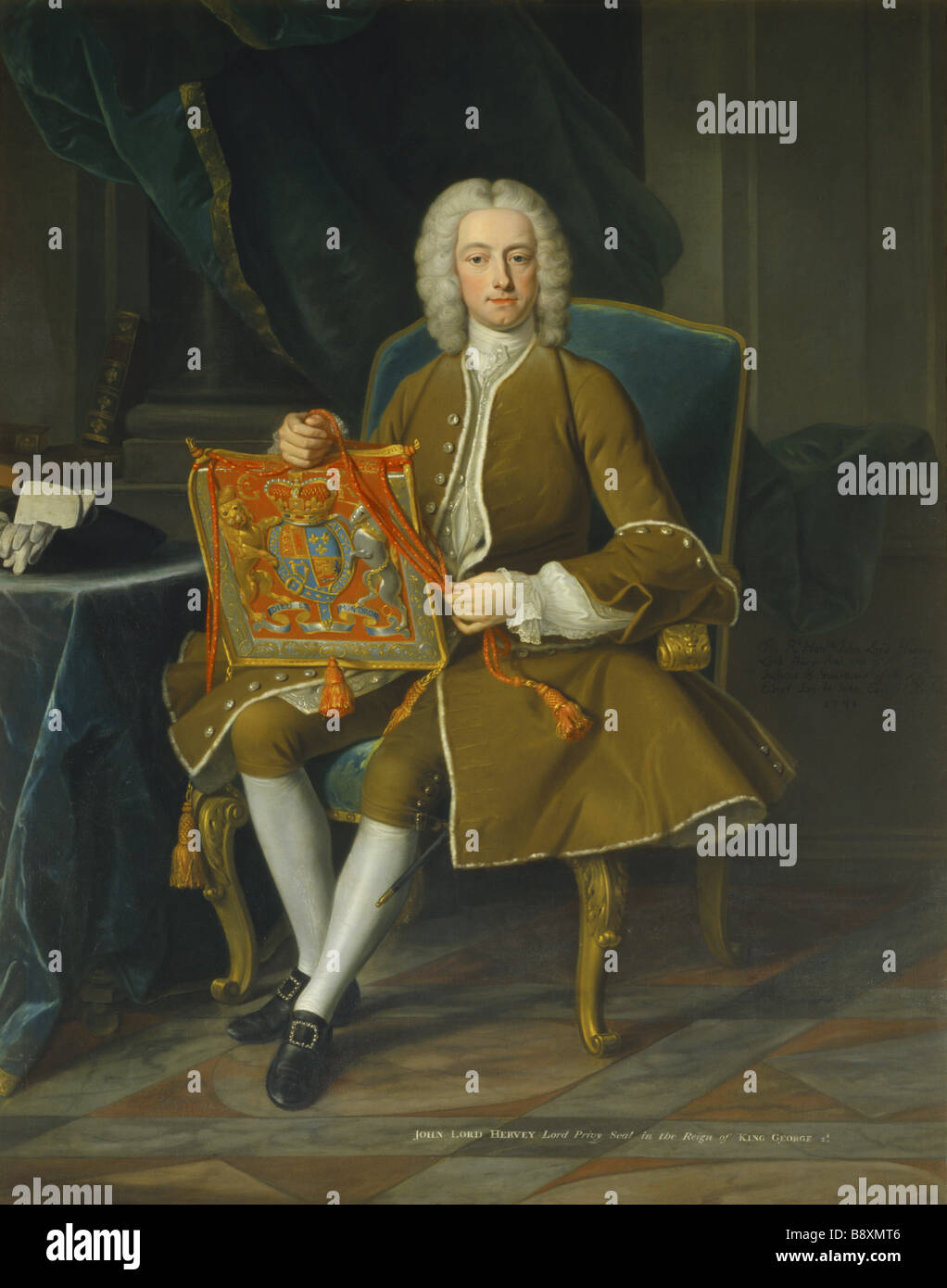 JOHN LORD HERVEY HOLDING portamonete di Office come signore Privy Seal 1741 da J B Van Loo Foto Stock