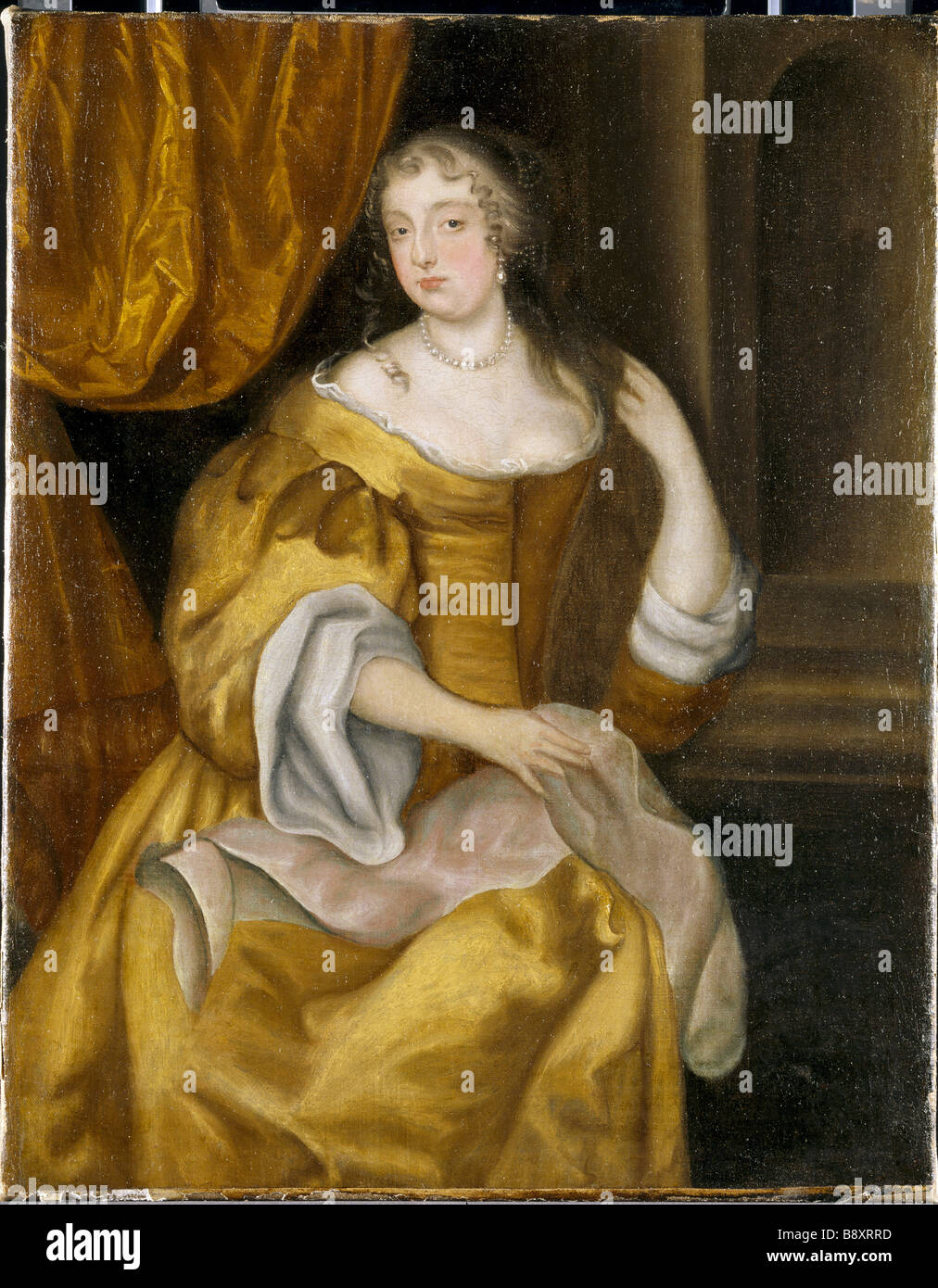 Ritratto di una dama incognita della Scuola di inglese 1660 1670 a Lyme Park Post conservazione Foto Stock