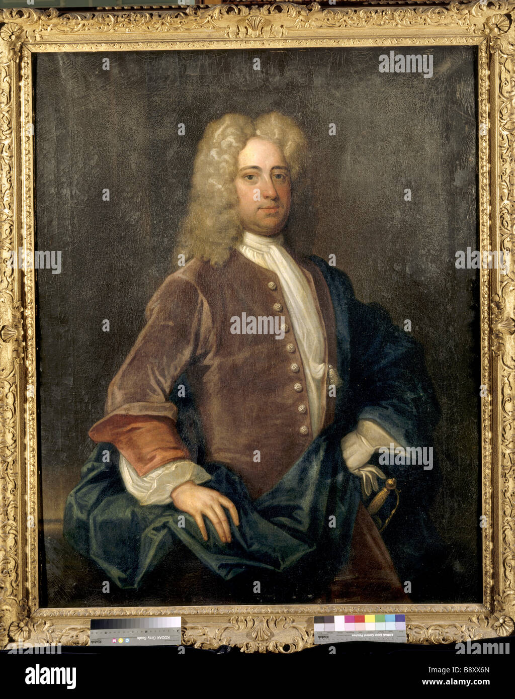 SIR CORDELL FIREBRACE 1712 1759 3a Bt inglese metà C diciottesimo appeso sulla scala a Melford Hall Foto Stock