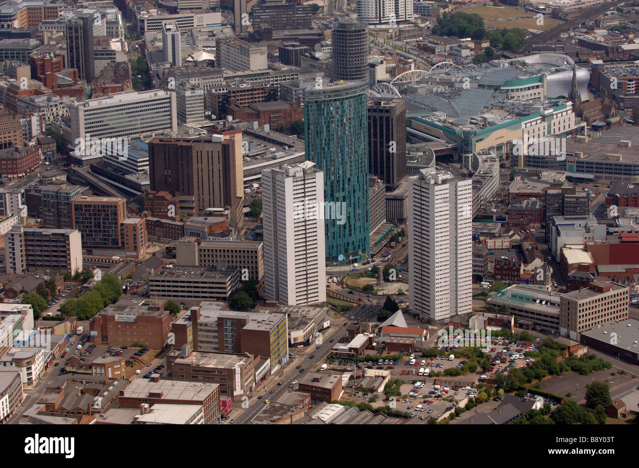 Vista aerea del centro cittadino di Birmingham Inghilterra Regno Unito Foto Stock