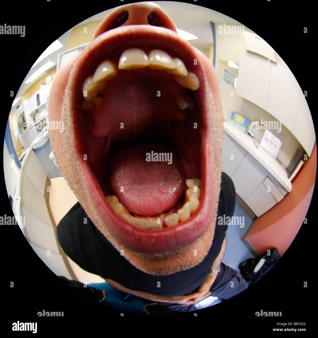 Close-up della bocca di un uomo Foto Stock