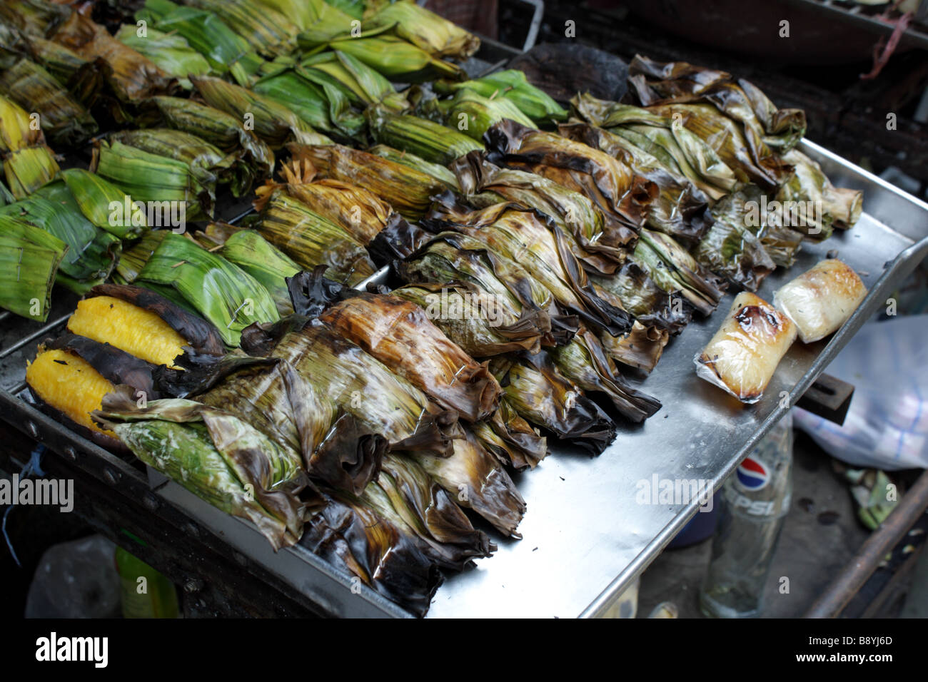 Banane alla griglia in stile Tailandese , Bangkok , Thailandia Foto Stock