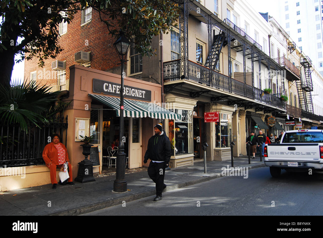 Cafï¿½ Beignet, New Orleans, Louisiana, Stati Uniti d'America, America del Nord Foto Stock