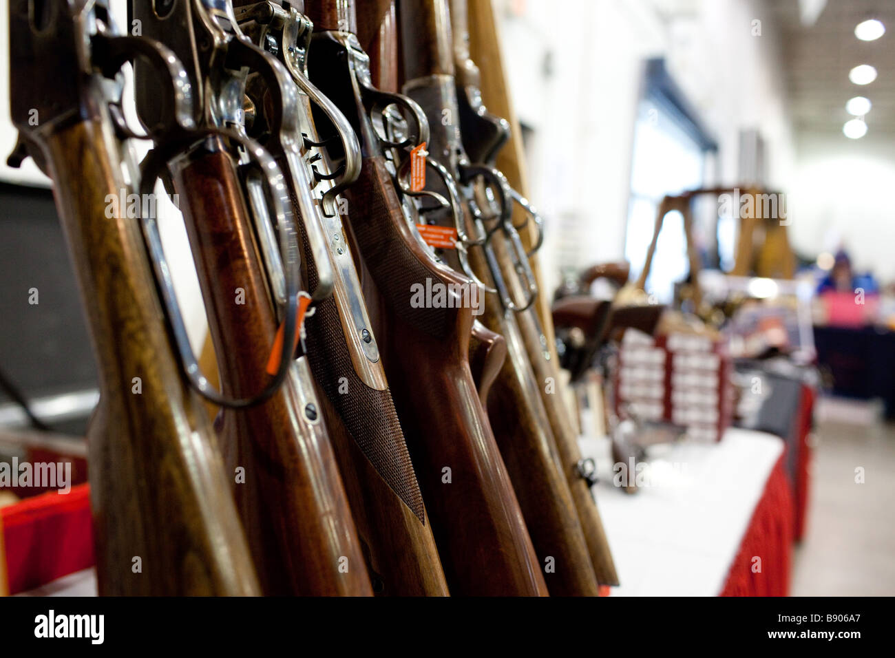 Pistole sono esposti per la vendita ad una pistola mostrano a Chantilly, Virginia. Foto Stock