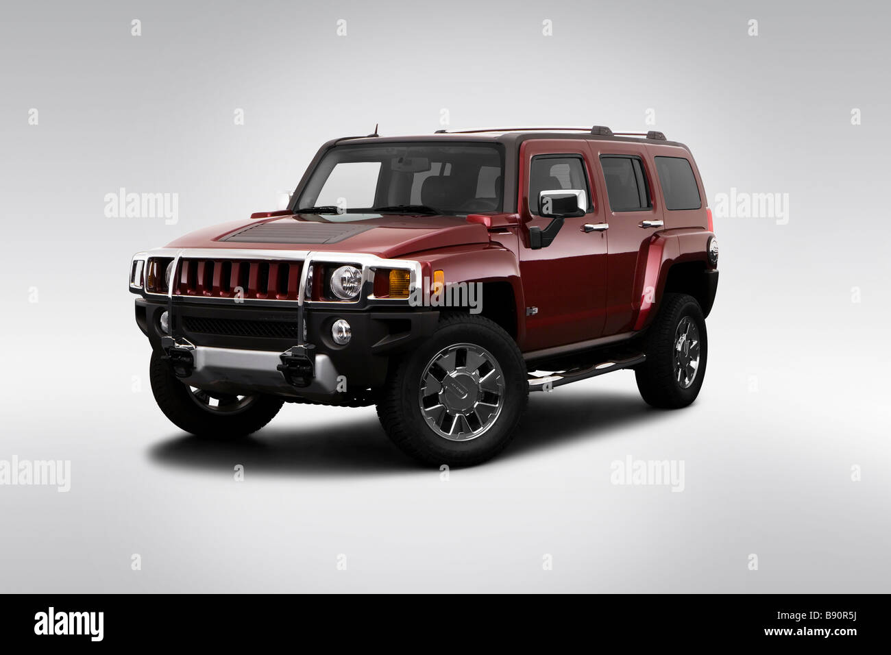 2009 Hummer H3 x in rosso - Vista anteriore angolare Foto Stock