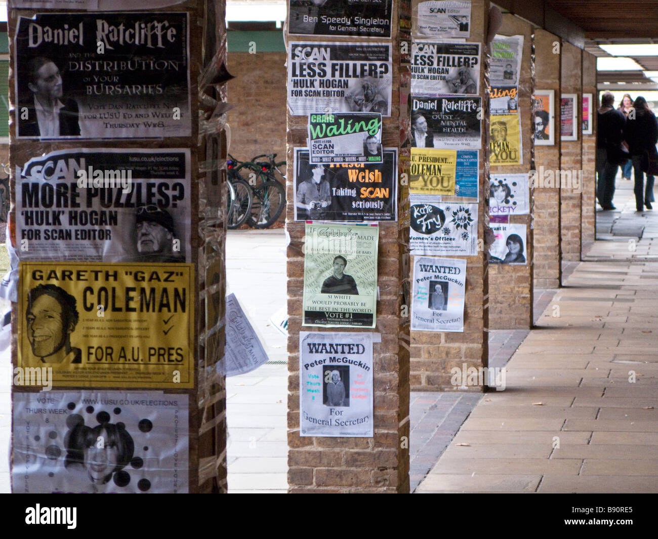 Manifesti a Lancaster Uni Foto Stock