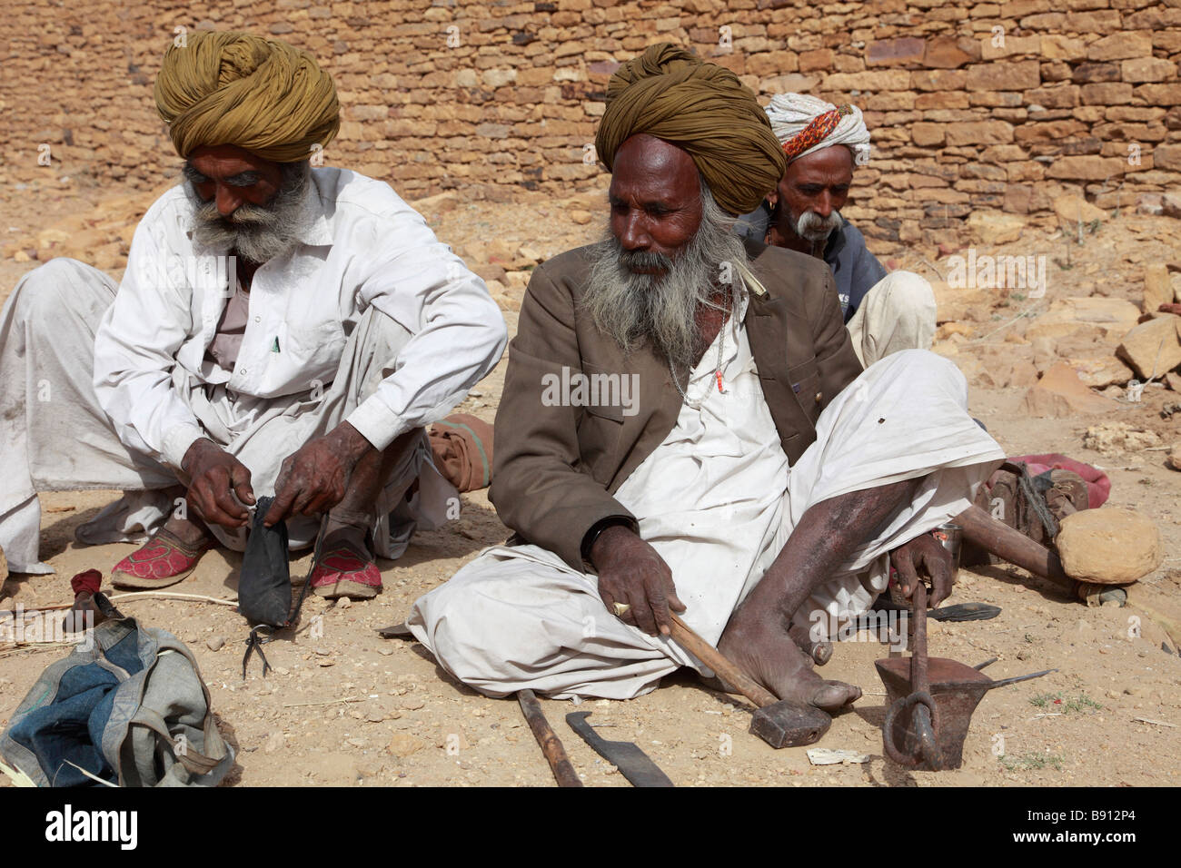 India Rajasthan Jaisalmer fabbri al lavoro Foto Stock