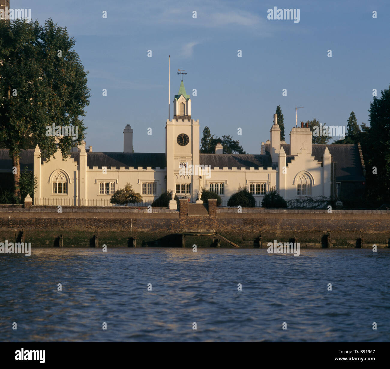 Trinità Ospedale Greenwich fiume Tamigi, Londra Foto Stock