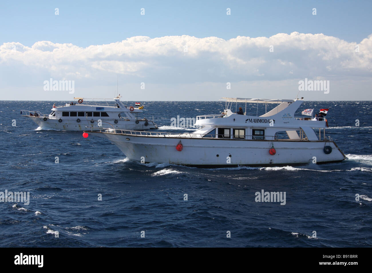 Barche per immersioni a Sharm El Sheikh Foto Stock