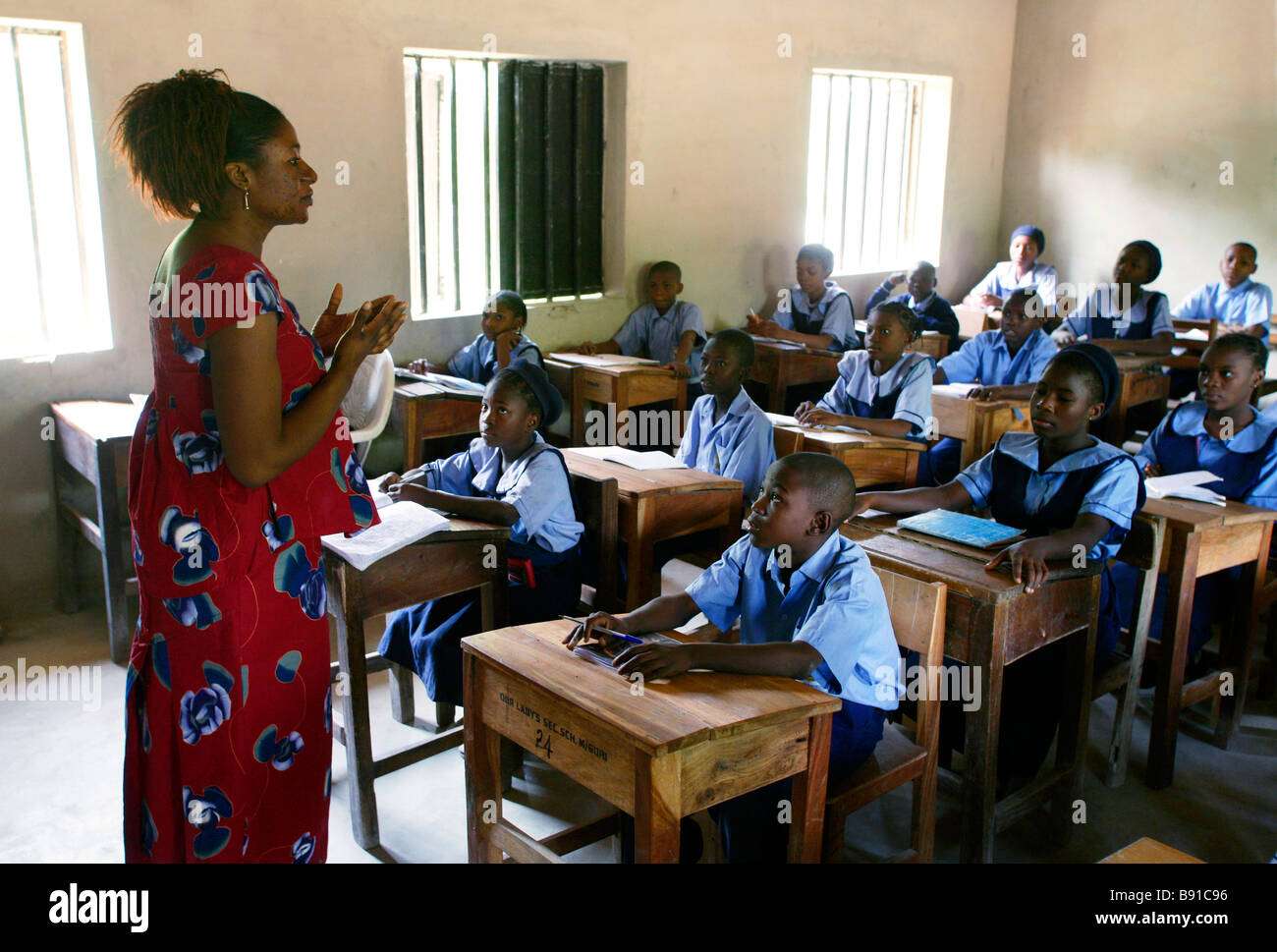 Nigeria: aula di una scuola secondaria a Maiduguri Foto Stock